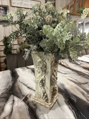Home Interiors Decorative Vase Intricate Carved Grape Vine Design